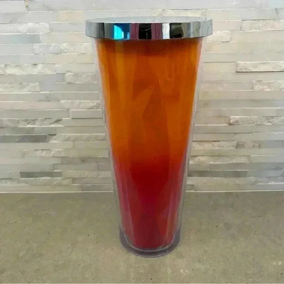 Starbucks Faceted Orange and Pink Cold Cup 2014 EUC 24 Oz - Picture 3 of 7